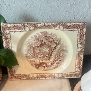 Vintage Cream and Brown Dinner Plate